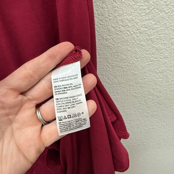 Chicos Deep Cherry Red Wrap Hem Sleeveless Maxi Dress Womens sz Medium 8/10 (1) - Picture 4 of 5
